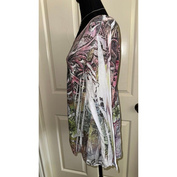 Lane Bryant y2k LONG SLEEVE FLEUR DE LIS W/WINGS &RHINESTONES mcbling top size1x - Picture 5 of 9
